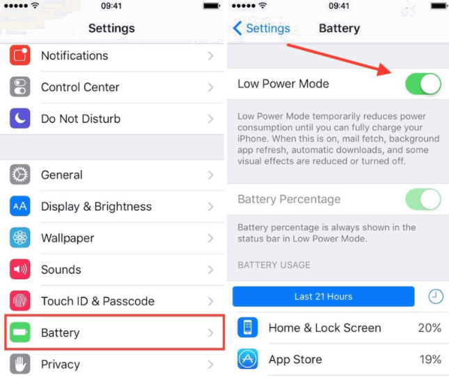 turn off low power mode