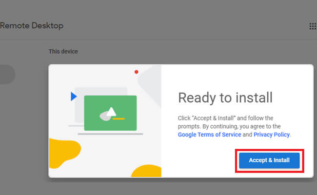 accept install chrome remote desktop