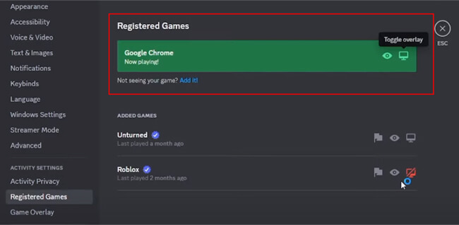 add google chrome on registered games