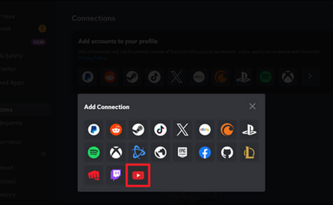 add youtube connection