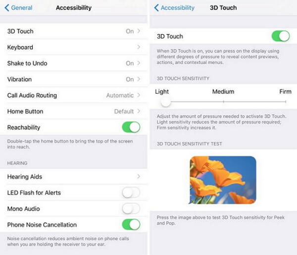 adjust 3D touch sensitivity