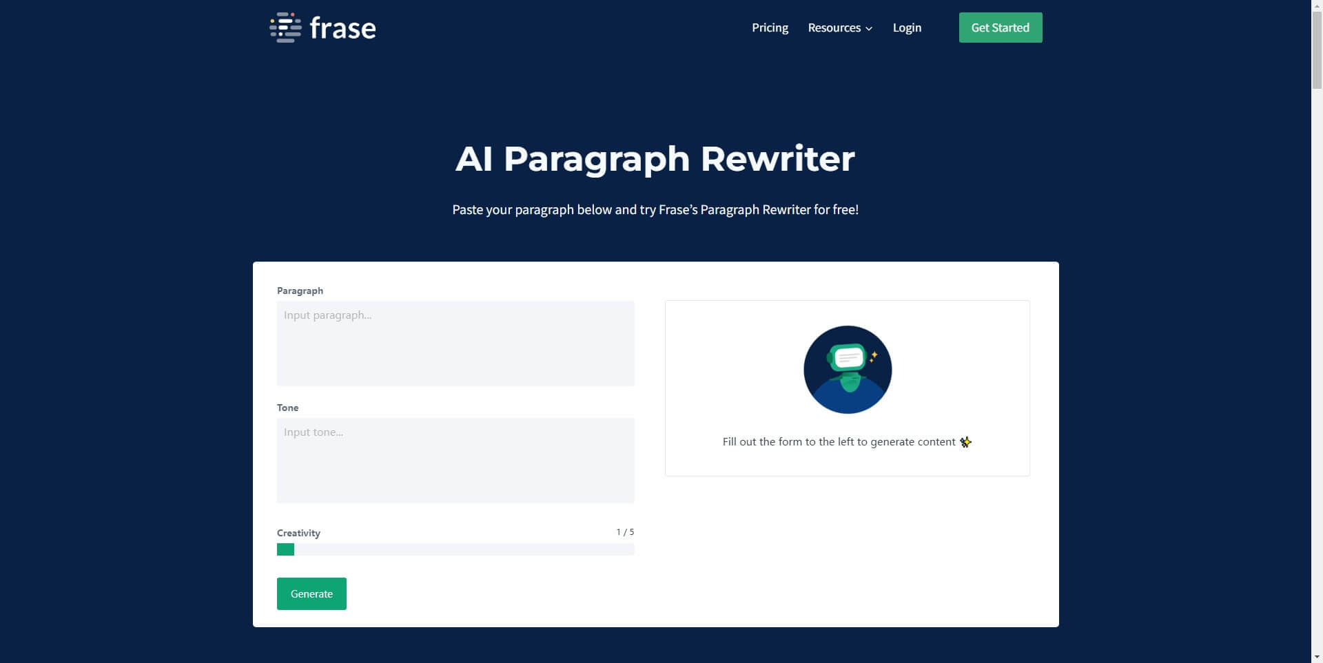 AI writing tool- Frase