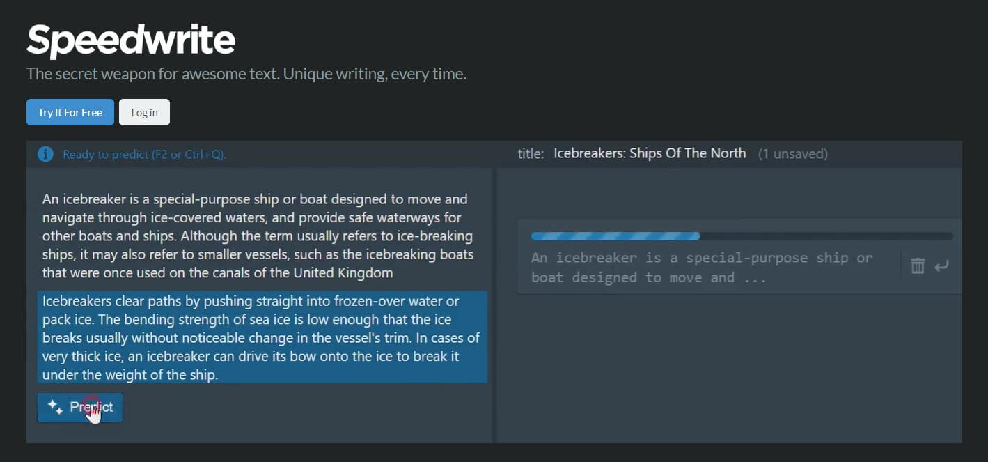 AI writing tool- Speedwrite