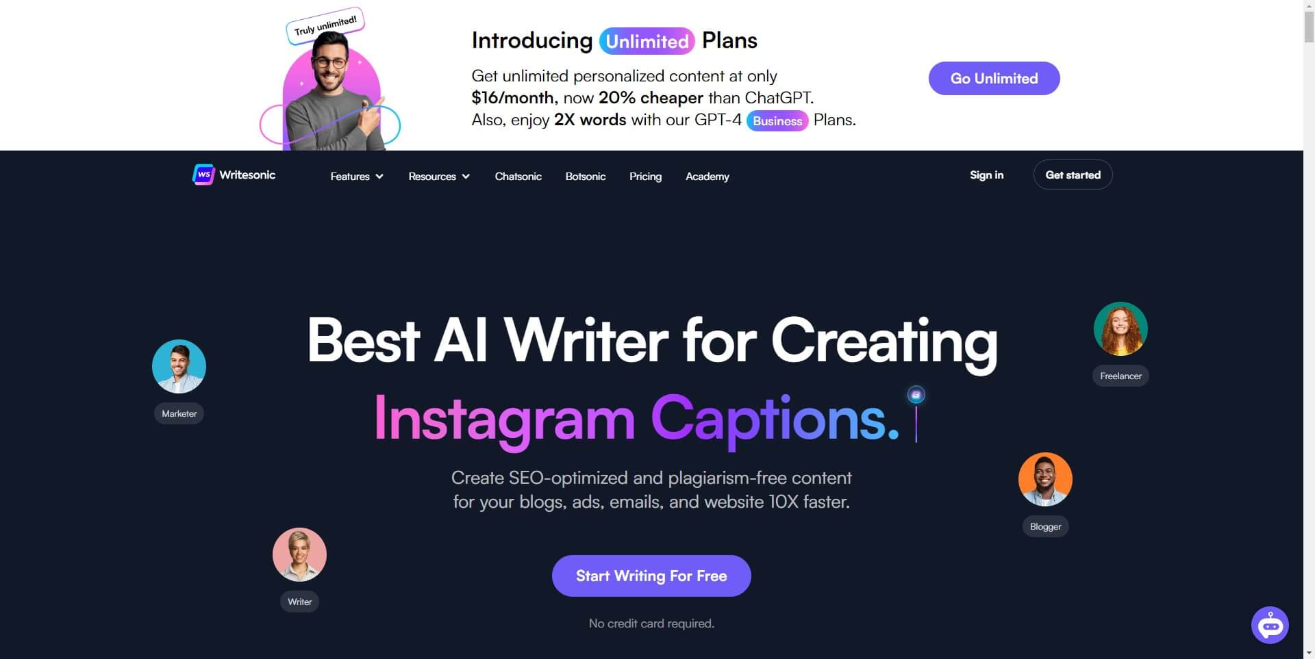 AI writing tool- Writesonic