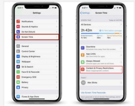 click content and privacy restrictions to fix how to unlock apple id in settings