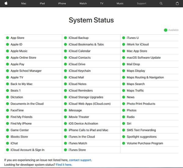 apple system status