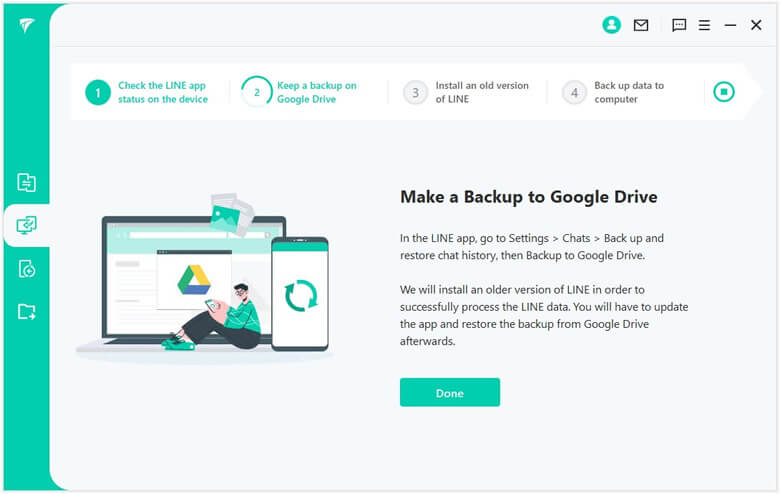 backup android line data to google drive