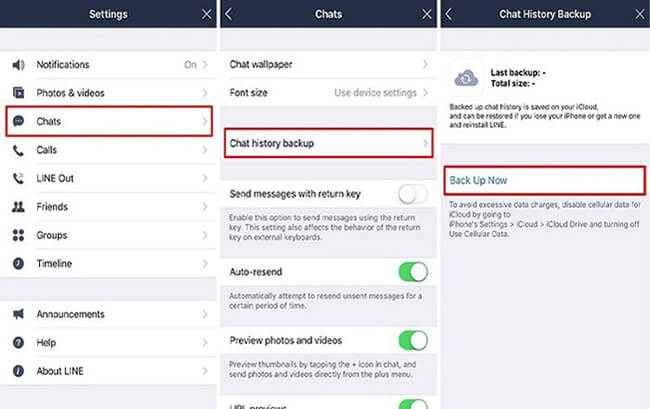 backup line data on iphone