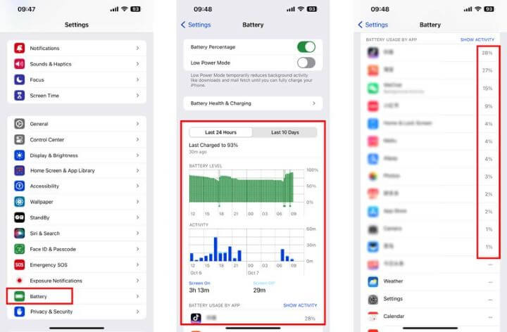 battery usage by apps