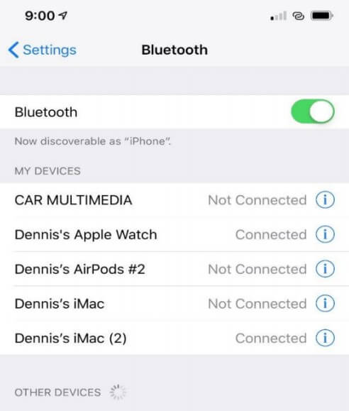 mirror iphone to mac bluetooth settings