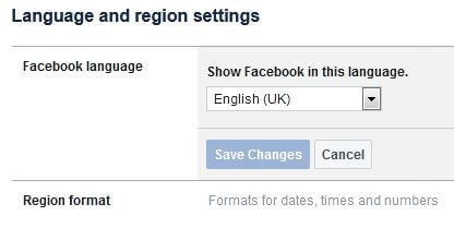 change language on Facebook