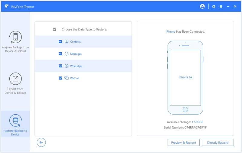 choose data you want to backup