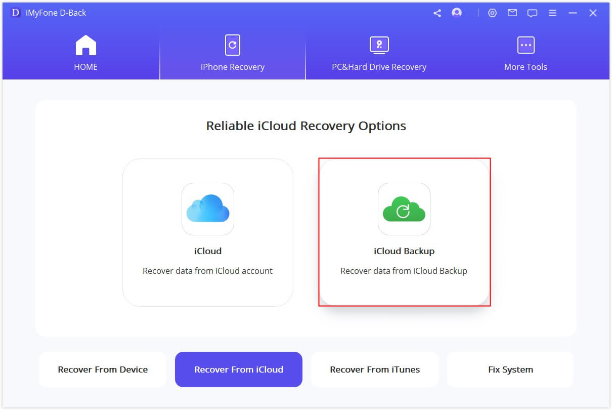 Select iCloud Backup