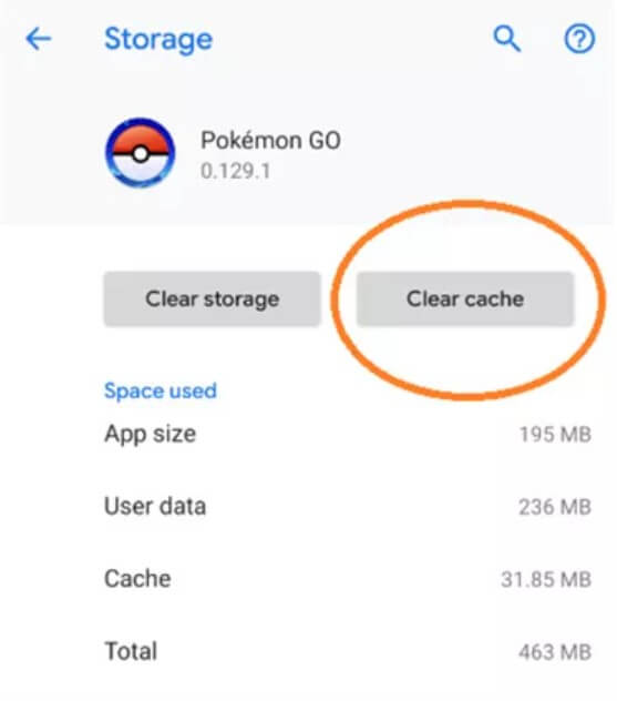 clear cache pokemongo