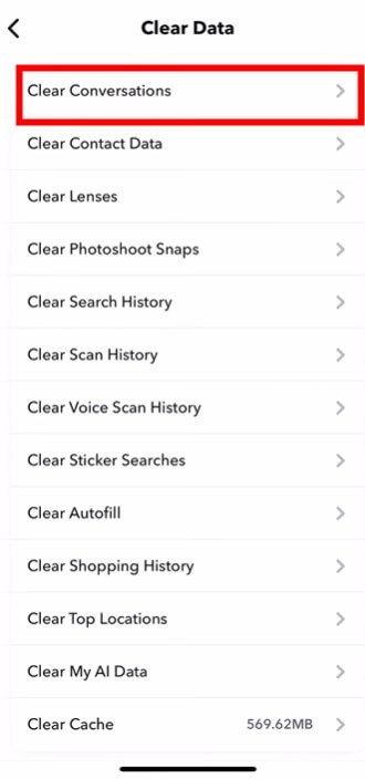 clear my ai conversations snapchat
