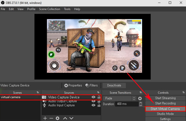 click start virtual camera