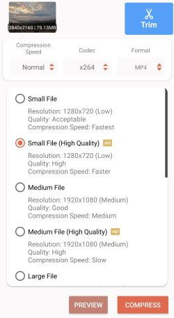 compress video size compressor adjust video settings