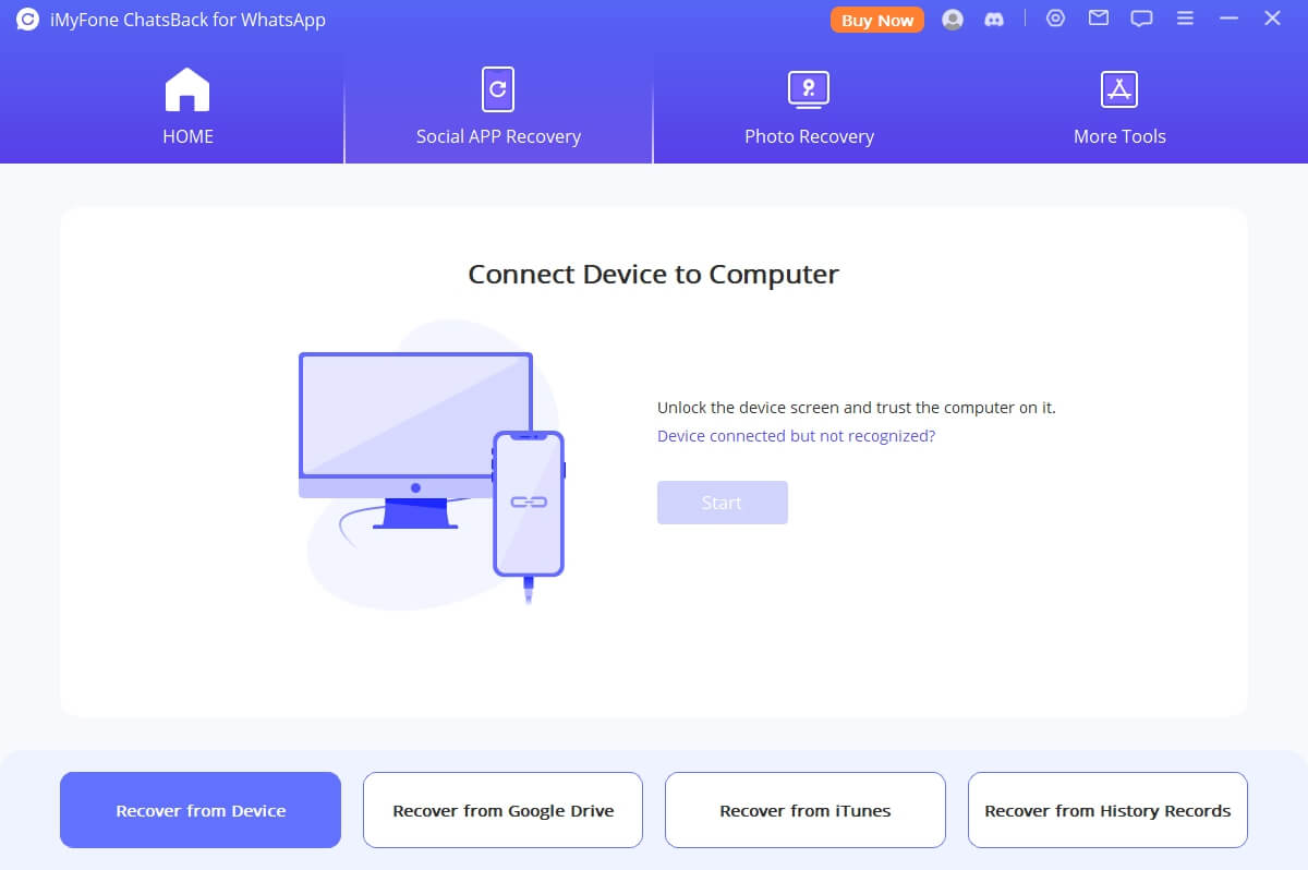 recover WhatsApp from device storage step1