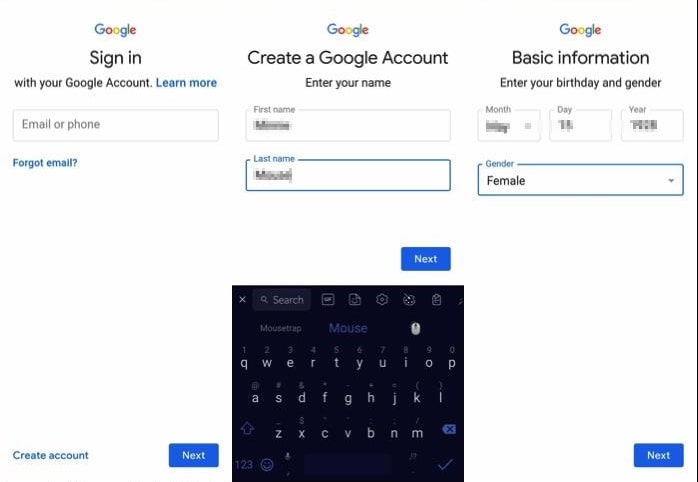 create a google account