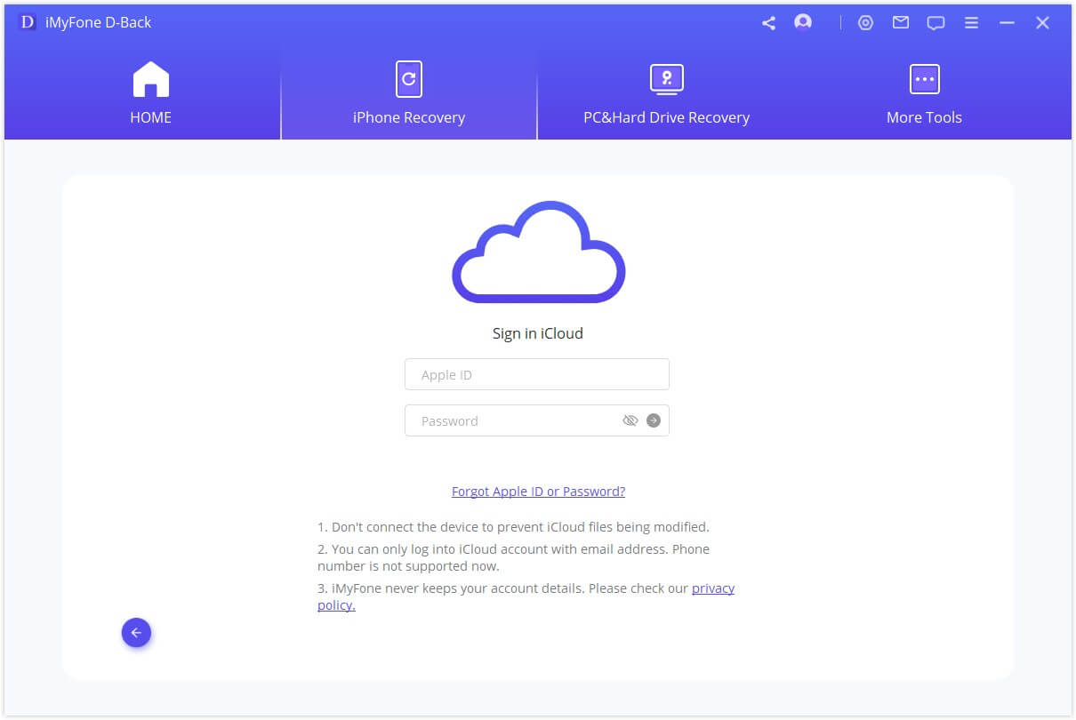  Enter your iCloud account details