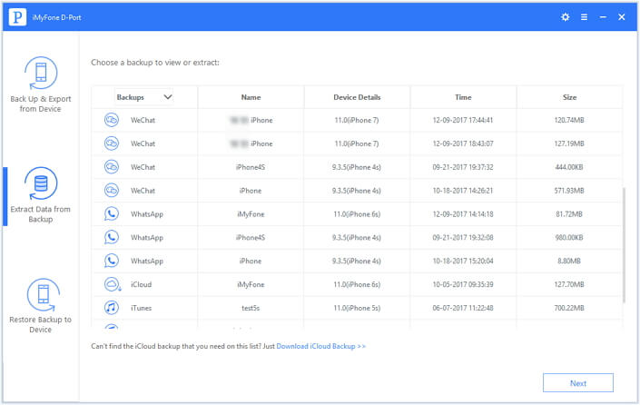 Extract Data from an iMyFone Backup