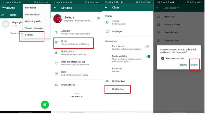 delete whatsapp chat history