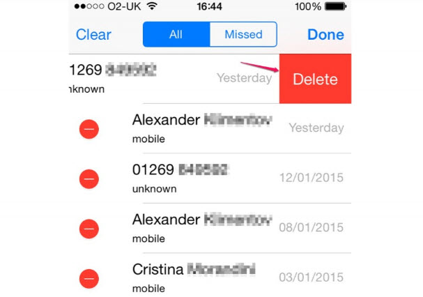 delete call history iphone