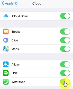 turn on whatsapp backup on icloud