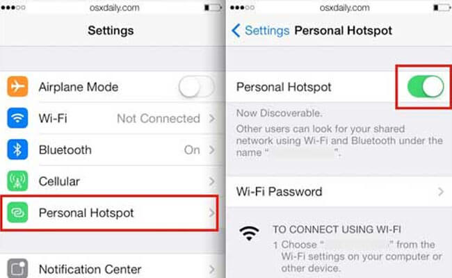 enable personal hotspot