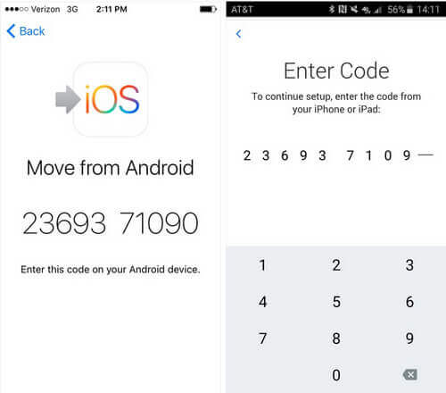 enter move to ios code