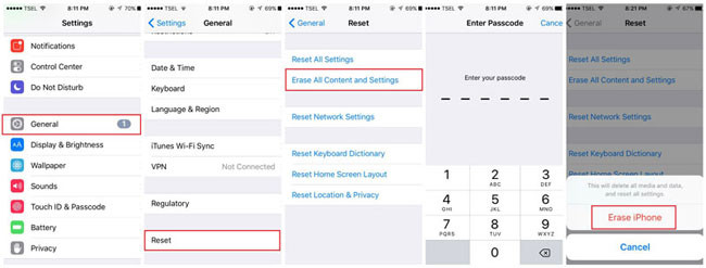 Erase all content and settings