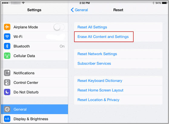 reset ipad settings