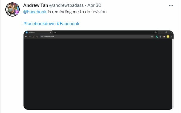 Facebook's user report black screen issue