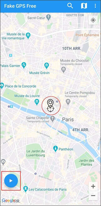 click play button to change location on your Android phone