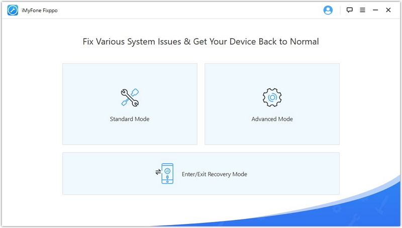 interface of imyfone ios system recovery