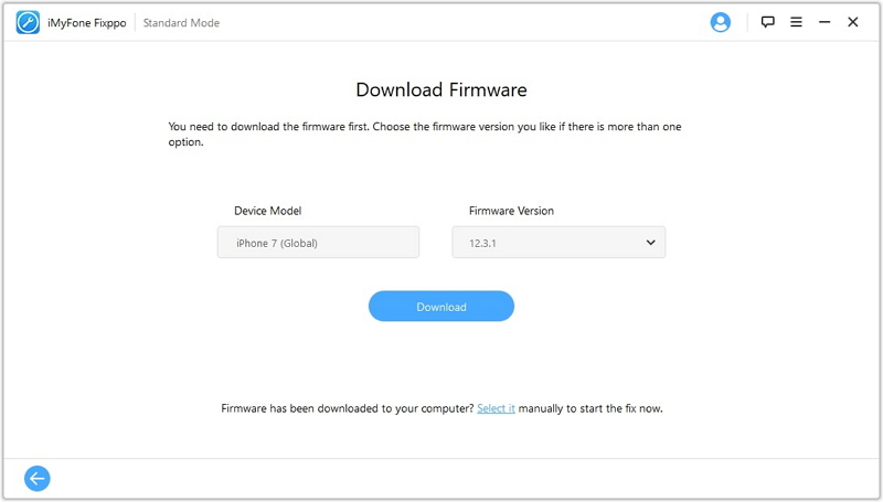 download firmware under Standard Mode