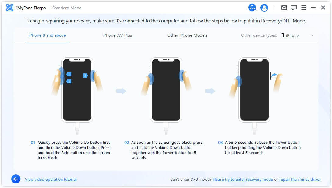 fixppo enter recovery mode under standard mode