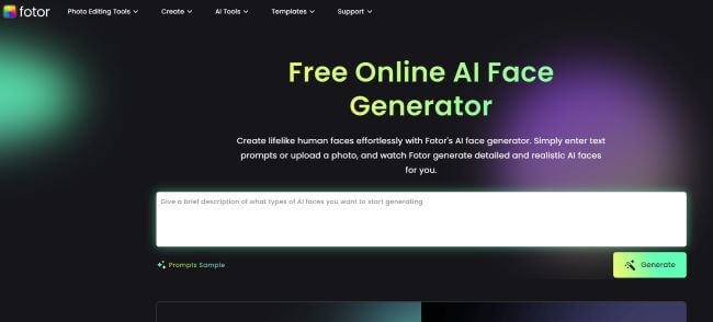 fotor free ai face generator