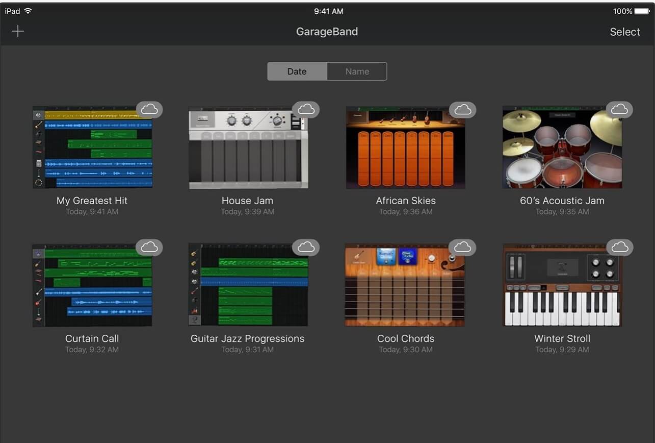 garageband icloud songs