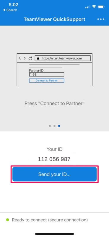 get teamviewer id on iphone