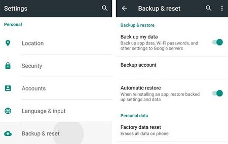 go to settings to make a backup on samsung 