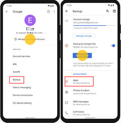 google account backup apps