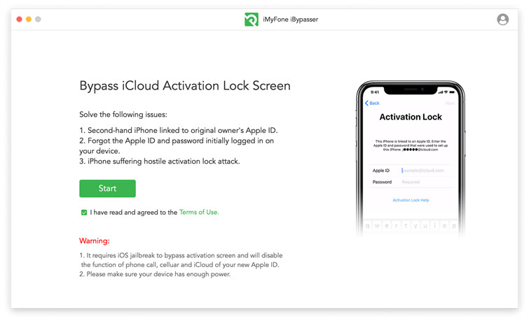 click start to unlock to begin icloud unlock