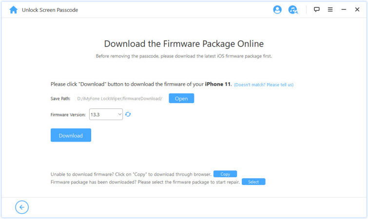 download the firmware package to fix ipad passcode not working