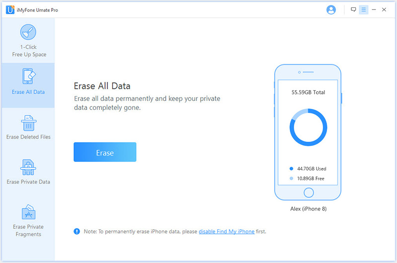 guide erase all data screen