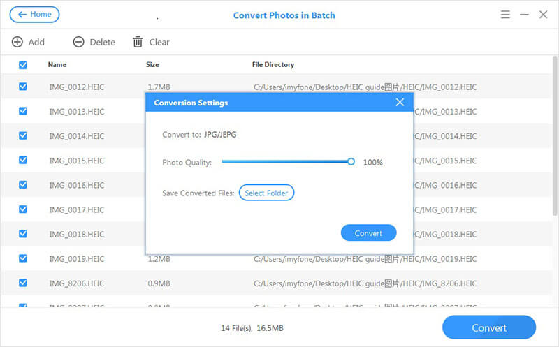 imyfone free heic converter quality and folder