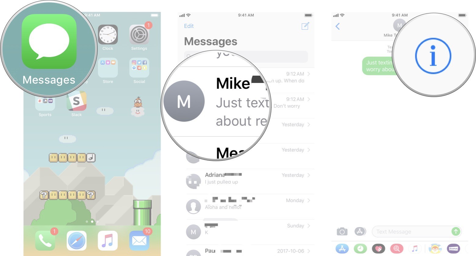 i button imessage