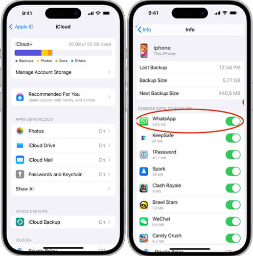 whatsapp icloud backup