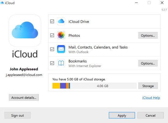 iCloud Control Panel