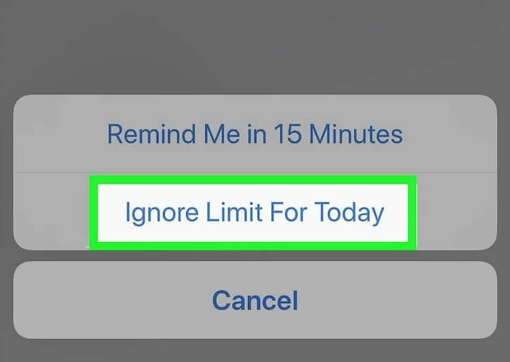 Ignore limit to screen time bypass